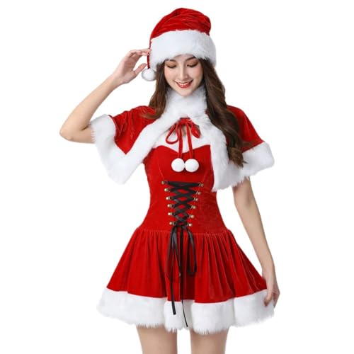 YCHUCH Weihnachtskostüm-Zubehör, inklusive Weihnachtskleid, Weihnachtsmütze und Schal für Damen und Mädchen YCHUCH Weihnachtskostüm-Zubehör, inklusive Weihnachtskleid, Weihnachtsmütze und Schal für Damen und Mädchen von YCHUCH