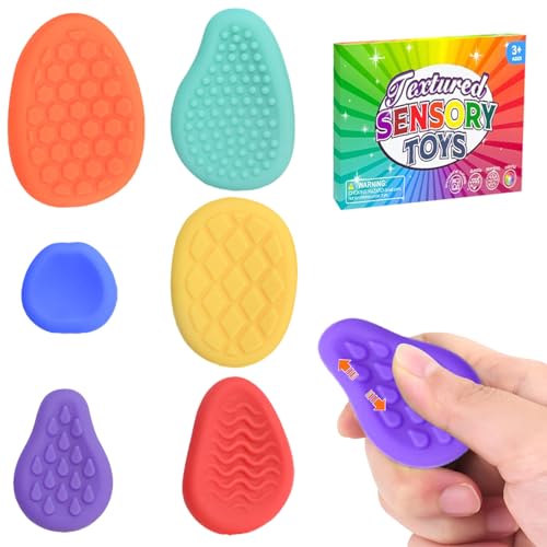 YCHYAN 6 Stück Fidget Toys Sensory Stones, Sinnesstein für Kinder, Anti Stress Silikon Sensory Toys, Geräuschloses Sensory Stones for Kids, Geeignet für Adhs Kinder, Autistische Kinder und Erwachsene YCHYAN 6 Stück Fidget Toys Sensory Stones, Sinnesstein für Kinder, Anti Stress Silikon Sensory Toys, Geräuschloses Sensory Stones for Kids, Geeignet für Adhs Kinder, Autistische Kinder und Erwachsene von YCHYAN