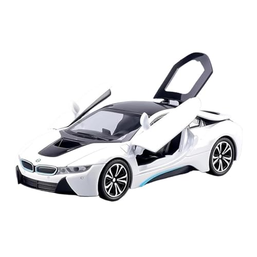 YCNXEB Miniatur Modelle 1 24 Für BMW I8 Supercar Legierung Auto Druckguss Spielzeug Fahrzeuge Auto Modell Sound Und Licht Pullback Auto Sammlerstücke Geschenke Originalgetreue Nachbildung(White) von YCNXEB