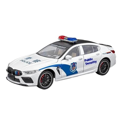 Miniatur Modelle 1 24 Für BMW M8 Polizei Legierung Auto Druckguss Metall Modell Sound & Licht Pull Back Spielzeug Hause Dekoration Sammeln Ornament Originalgetreue Nachbildung(White) von YCNXEB