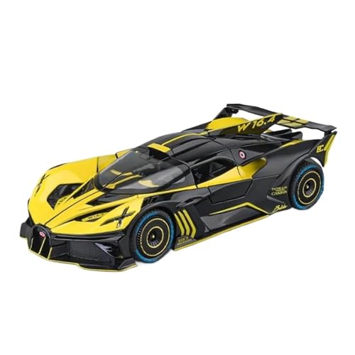 Miniatur Modelle 1 24 Für Bugatti Bolide Legierung Sportwagen Druckguss Spielzeugfahrzeuge Metall Konzeptauto Modell Simulation Sound Licht Originalgetreue Nachbildung(Yellow) von YCNXEB