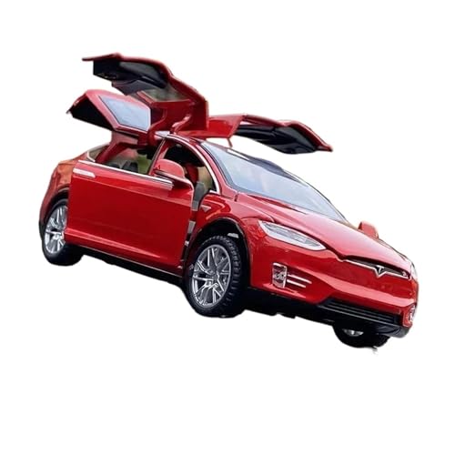Miniatur Modelle 1 32 Für Tesla Model X Model S Legierung Auto Modell Druckguss Metall Spielzeug Fahrzeuge Auto Modell Sound Und Licht Sammlungen Originalgetreue Nachbildung(Rot) von YCNXEB