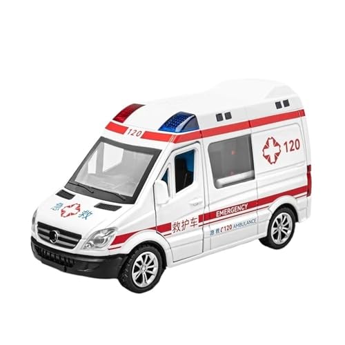 Miniatur Modelle 1 36 Für Mercedes Benz Stadt Service Fahrzeug Öffentliche Sicherheit Feuer Spezielle Polizei Krankenwagen Legierung Modell Sound Licht Spielzeug Originalgetreue Nachbildung(White) von YCNXEB