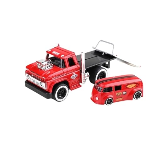 Miniatur Modelle 1 64 Für Legierung Muscle Truck Pritsche Transport Auto Fahrzeuge Druckguss Metall Anhänger Rettungs Auto Modell Spielzeug Originalgetreue Nachbildung(Rot) von YCNXEB