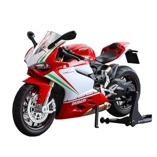 Motorrad in Limitierter Auflage 1:12 Für Ducati 1199 Panigale S Legierung Druckguss Motorrad Modell Sammlung Sound Und Licht Off Road Spielzeug Hobby Souvenir(Whitered) von YCNXEB