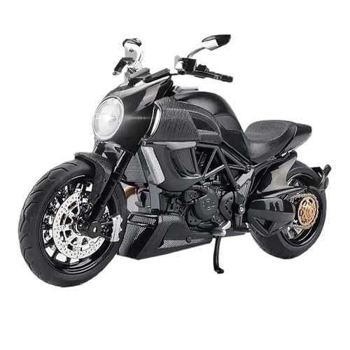 Motorrad in Limitierter Auflage 1:12 Für Ducati Diavel Statisches Druckguss-Motorradmodell Sound- Und Lichtsimulationskollektion Ornamente Hobby Souvenir(Black) von YCNXEB