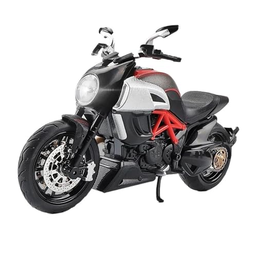 Motorrad in Limitierter Auflage 1:12 Für Ducati Diavel Statisches Druckguss-Motorradmodell Sound- Und Lichtsimulationskollektion Ornamente Hobby Souvenir(Red) von YCNXEB