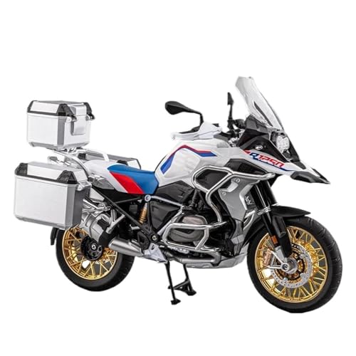 Motorrad in Limitierter Auflage 1:9 Für BMW R1250GS ADV Stoßdämpfer-Legierungsdruckguss-Motorradmodell Mit Sound- Und Lichtkollektion Hobby Souvenir(White Style Two) von YCNXEB