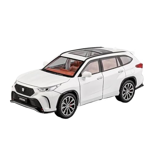 YCNXEB Klassisch Automodell 1:24 Für Toyota Crown Kluger SUV Legierung Modell Auto Sound Licht Miniatur Realistische Figuren Souvenir für Erwachsene Sammler(White) von YCNXEB