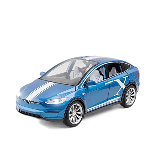 YCNXEB Miniatur Modelle 1/20 Für Tesla Model X Alloy Diecast Model Fahrzeuge Mit Pull Back Sound Light Originalgetreue Nachbildung(Blau) von YCNXEB