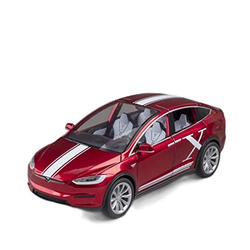 YCNXEB Miniatur Modelle 1/20 Für Tesla Model X Alloy Diecast Model Fahrzeuge Mit Pull Back Sound Light Originalgetreue Nachbildung(Rot) von YCNXEB