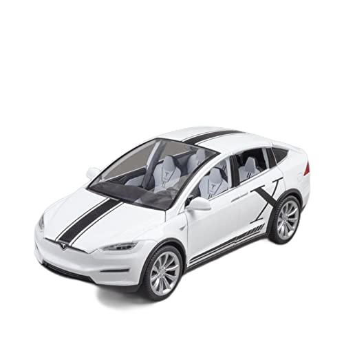YCNXEB Miniatur Modelle 1/20 Für Tesla Model X Alloy Diecast Model Fahrzeuge Mit Pull Back Sound Light Originalgetreue Nachbildung(White) von YCNXEB