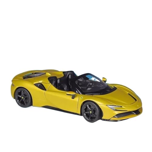 YCNXEB Miniatur Modelle 1 18 Für Ferrari SF90 Modell Sportwagen Simulation Legierung Auto Fertigprodukt Modell Spielzeug Dekoration Originalgetreue Nachbildung(Yellow) von YCNXEB