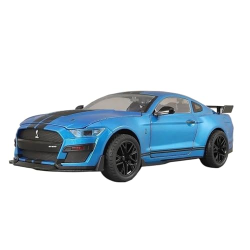 YCNXEB Miniatur Modelle 1 18 Für Ford Mustang Shelby GT500 Legierung Sportwagen Modell Diecast Metall Spielzeugauto Modell Sound Licht Sammlung Geschenke Originalgetreue Nachbildung(Blau) von YCNXEB