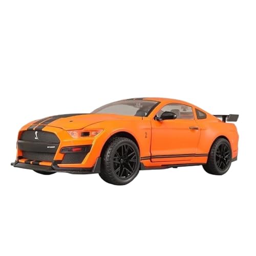 YCNXEB Miniatur Modelle 1 18 Für Ford Mustang Shelby GT500 Legierung Sportwagen Modell Diecast Metall Spielzeugauto Modell Sound Licht Sammlung Geschenke Originalgetreue Nachbildung(Orange) von YCNXEB