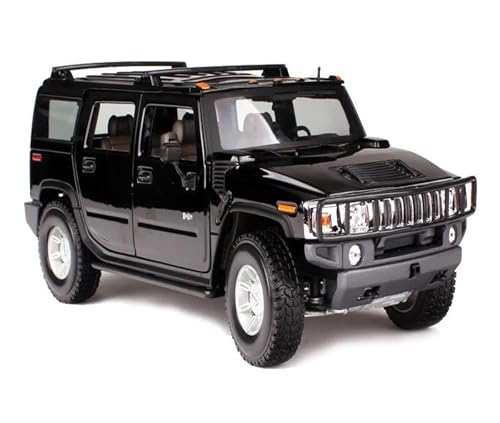 YCNXEB Miniatur Modelle 1 18 Für HUMMER2003 H2 SUV-Automodell Aus Druckguss Modell EIN Auto Im Verbund Mit Beleuchtung Eine Autoserie Aus Spielzeugautos Originalgetreue Nachbildung(Schwarz) von YCNXEB