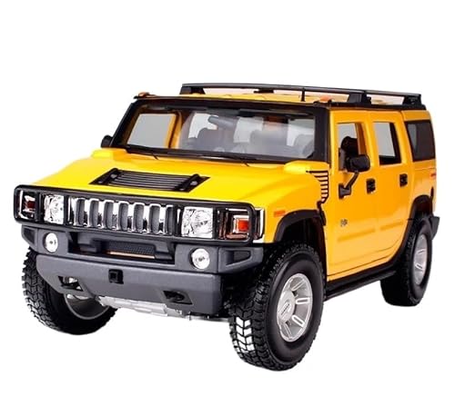 YCNXEB Miniatur Modelle 1 18 Für HUMMER2003 H2 SUV-Automodell Aus Druckguss Modell EIN Auto Im Verbund Mit Beleuchtung Eine Autoserie Aus Spielzeugautos Originalgetreue Nachbildung(Yellow) von YCNXEB