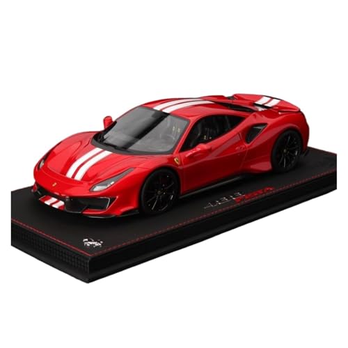 YCNXEB Miniatur Modelle 1 18 Für Handgefertigte Limited Edition Ferrari 488Pista Hardtop BBR Resin Car Model Hobbyist Collection Showcase Originalgetreue Nachbildung(Red 1 Leather Base) von YCNXEB