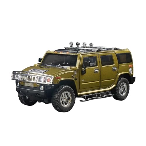 YCNXEB Miniatur Modelle 1 18 Für Hummer H2 Highway 61 SUV Legierung Auto Modell Diecast Metall Off-Road Auto Modell Simulation Sound Und Licht Spielzeug Originalgetreue Nachbildung(Grün) von YCNXEB