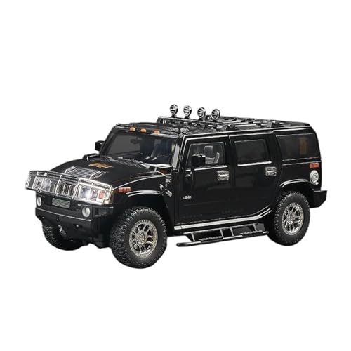YCNXEB Miniatur Modelle 1 18 Für Hummer H2 Highway 61 SUV Legierung Auto Modell Diecast Metall Off-Road Auto Modell Simulation Sound Und Licht Spielzeug Originalgetreue Nachbildung(Schwarz) von YCNXEB