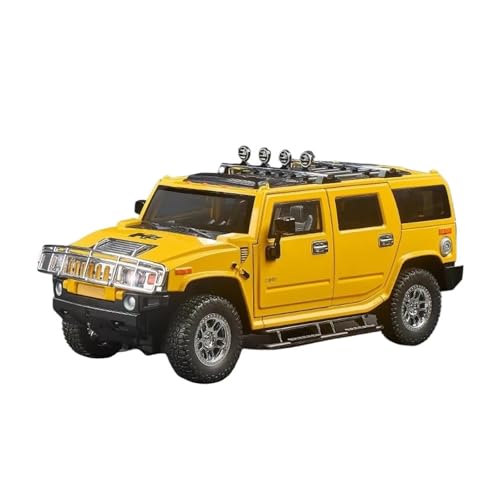 YCNXEB Miniatur Modelle 1 18 Für Hummer H2 Highway 61 SUV Legierung Auto Modell Diecast Metall Off-Road Auto Modell Simulation Sound Und Licht Spielzeug Originalgetreue Nachbildung(Yellow) von YCNXEB