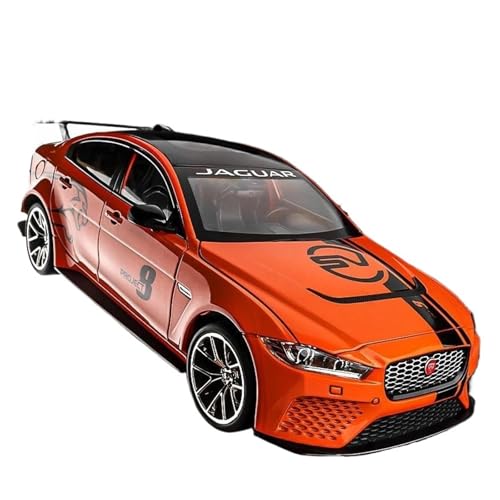 YCNXEB Miniatur Modelle 1 18 Für Jaguar XE SV Project 8 SUV Legierung Sportwagen Druckguss Metall Auto Spielzeug Sound Und LichtErwachsene Sammlung Originalgetreue Nachbildung(Orange) von YCNXEB