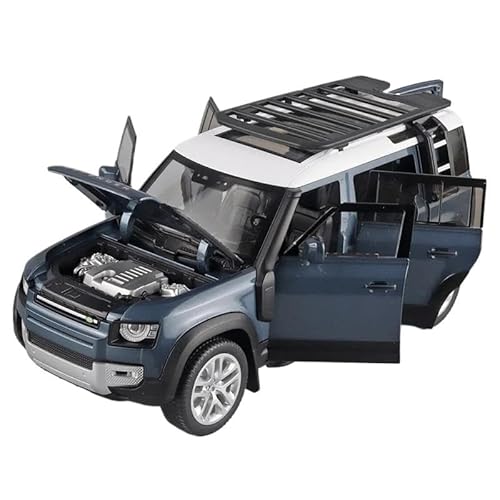 YCNXEB Miniatur Modelle 1 18 Für Land Rover Defender SUV Off-Road-Legierung Modellauto Diecast ToyCar Collection SimulationSoundLightornament Originalgetreue Nachbildung(Blau) von YCNXEB