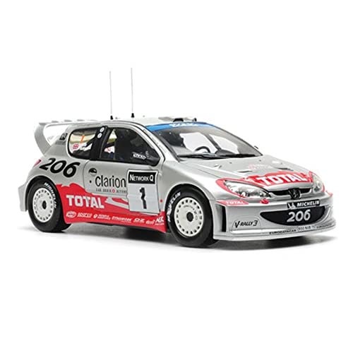 YCNXEB Miniatur Modelle 1 18 for Peugeot 206 WRC Rallye Auto 2002 Simulation Legierung Auto Modell Dekoration Erwachsene Sammlung Geschenk Spielzeug Handwerk Originalgetreue Nachbildung von YCNXEB