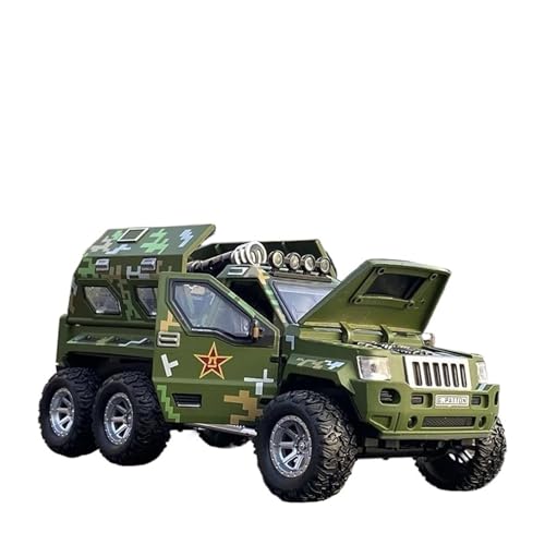 YCNXEB Miniatur Modelle 1 24 Für Alloy Military Armored Car Diecast Toy Missile Off-Road Vehicle Model Explosion Proof Car Model Sound Light Originalgetreue Nachbildung(Grün) von YCNXEB