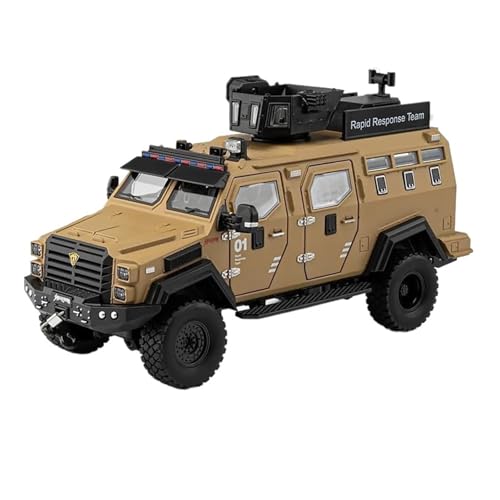 YCNXEB Miniatur Modelle 1 24 Für Alloy Sword Toothed Tiger Explosion Proof Car Diecast Police Armored Off-Road Car Model Sound Light Toy Originalgetreue Nachbildung(Yellow) von YCNXEB