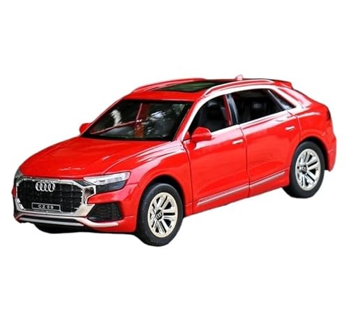 YCNXEB Miniatur Modelle 1 24 Für Audi Q8-Automodell Aus Druckgussmetall Legierung Crossover-SUV Von Spielzeug Mit Sound Und Licht Für Zurückziehen Originalgetreue Nachbildung(Rot) von YCNXEB