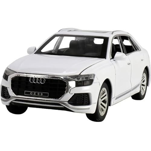 YCNXEB Miniatur Modelle 1 24 Für Audi Q8-Automodell Aus Druckgussmetall Legierung Crossover-SUV Von Spielzeug Mit Sound Und Licht Für Zurückziehen Originalgetreue Nachbildung(White) von YCNXEB