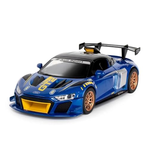 YCNXEB Miniatur Modelle 1 24 Für Audi R8 GT2 Legierung Track Racing Auto Diecast Metall Spielzeug Sport Fahrzeuge Modell Simulation Sound Licht Originalgetreue Nachbildung(Blau) von YCNXEB