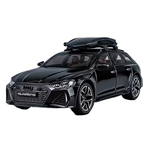 YCNXEB Miniatur Modelle 1 24 Für Audi RS6 Avant Station Wagon Modell Auto Legierung Druckguss Metall Sound Licht Spielzeug Fahrzeug Auto Modell Originalgetreue Nachbildung(Schwarz) von YCNXEB