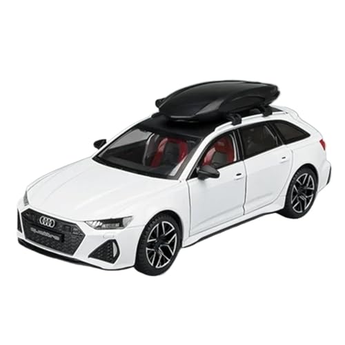 YCNXEB Miniatur Modelle 1 24 Für Audi RS6 Avant Station Wagon Modell Auto Legierung Druckguss Metall Sound Licht Spielzeug Fahrzeug Auto Modell Originalgetreue Nachbildung(White) von YCNXEB