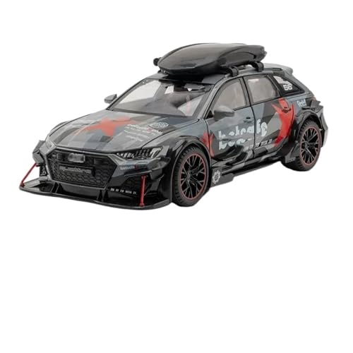 YCNXEB Miniatur Modelle 1 24 Für Audi RS6 Sport Reise Legierung Spielzeug Auto Modell Druckguss Fahrzeug Metall Auto Dekoration Sound Licht Spielzeug Originalgetreue Nachbildung(Gray) von YCNXEB