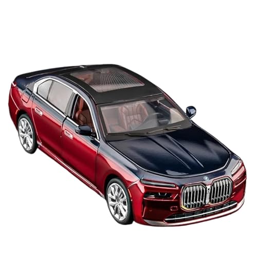 YCNXEB Miniatur Modelle 1 24 Für BMW 7er I7 G70 Legierung Luxy Automodell Diecast Metall Limousine Automodell Sound Licht Originalgetreue Nachbildung(Rot) von YCNXEB