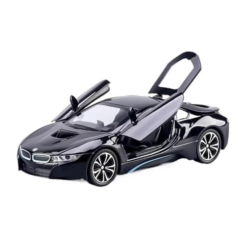 YCNXEB Miniatur Modelle 1 24 Für BMW I8 Supercar Legierung Auto Druckguss Spielzeug Fahrzeuge Auto Modell Sound Und Licht Pullback Auto Sammlerstücke Geschenke Originalgetreue Nachbildung(Schwarz) von YCNXEB