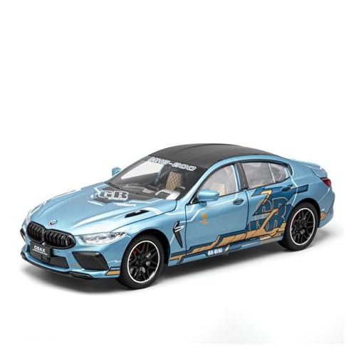 YCNXEB Miniatur Modelle 1 24 Für BMW M8 Supercar Legierung Auto Enthusiasten Modell Sound Und Licht Pull Back Sammlerstücke Geburtstag Geschenk Originalgetreue Nachbildung(Blau) von YCNXEB