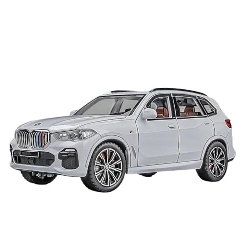 YCNXEB Miniatur Modelle 1 24 Für BMW X5 SUV Legierung Auto Druckguss Spielzeug Fahrzeuge Auto Modell Sound Und Licht Pull Back Auto Spielzeug Originalgetreue Nachbildung(White) von YCNXEB