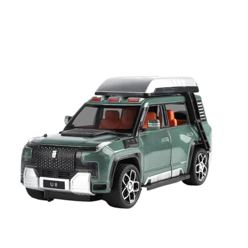 YCNXEB Miniatur Modelle 1 24 Für BYD Yangwang U8 Legierung SUV Auto Modell Druckguss Metall New Energy Geländewagen Auto Modell Sound Und Licht Originalgetreue Nachbildung(Grün) von YCNXEB