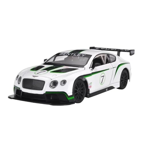 YCNXEB Miniatur Modelle 1 24 Für Bentley Continental GT3 Diecast Metall Legierung Modell Auto Home Decor Sound Licht Pull Back Sammlungen Originalgetreue Nachbildung(White) von YCNXEB