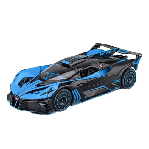 YCNXEB Miniatur Modelle 1 24 Für Bugatti Bolide Legierung Sportwagen Druckguss Spielzeugfahrzeuge Metall Konzeptauto Modell Simulation Sound Licht Originalgetreue Nachbildung(Blau) von YCNXEB