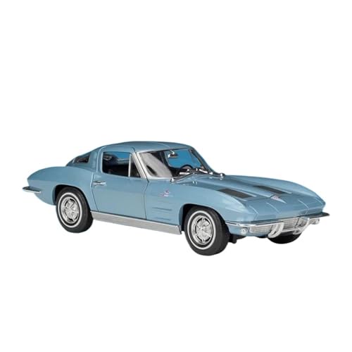 YCNXEB Miniatur Modelle 1 24 Für Chevrolet Corvette 1963 Legierung Sportwagen Modell Druckguss Metall Oldtimer Fahrzeuge Modell Display Ornamente Originalgetreue Nachbildung(Blau) von YCNXEB