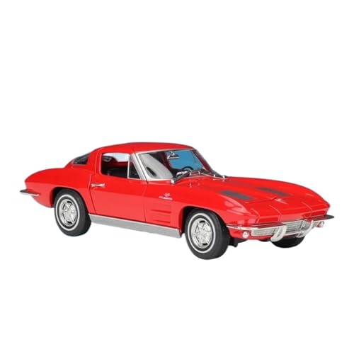 YCNXEB Miniatur Modelle 1 24 Für Chevrolet Corvette 1963 Legierung Sportwagen Modell Druckguss Metall Oldtimer Fahrzeuge Modell Display Ornamente Originalgetreue Nachbildung(Rot) von YCNXEB