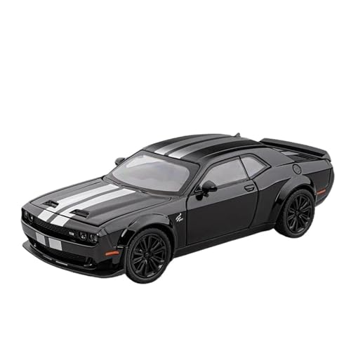 YCNXEB Miniatur Modelle 1 24 Für Dodge Challenger SRT Hellcat Legierung Auto Druckguss Metall Sport Auto Modell Simulation Sound Licht Spielzeug Originalgetreue Nachbildung(Black 1) von YCNXEB