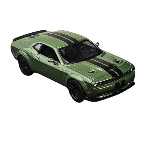 YCNXEB Miniatur Modelle 1 24 Für Dodge Challenger SRT Hellcat Legierung Auto Druckguss Metall Sport Auto Modell Simulation Sound Licht Spielzeug Originalgetreue Nachbildung(Grün) von YCNXEB