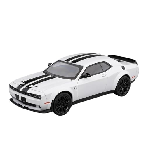 YCNXEB Miniatur Modelle 1 24 Für Dodge Challenger SRT Hellcat Legierung Auto Druckguss Metall Sport Auto Modell Simulation Sound Licht Spielzeug Originalgetreue Nachbildung(White) von YCNXEB