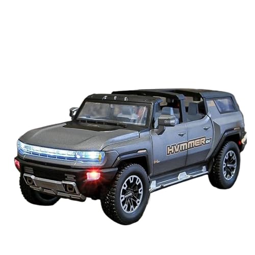 YCNXEB Miniatur Modelle 1 24 Für Hummer EV Legierung New Energy Auto Druckguss Metall Geländewagen Modellsammlung Sound Licht Simulation Originalgetreue Nachbildung(Gray) von YCNXEB