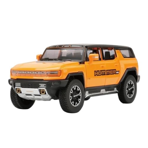 YCNXEB Miniatur Modelle 1 24 Für Hummer EV Legierung New Energy Auto Druckguss Metall Geländewagen Modellsammlung Sound Licht Simulation Originalgetreue Nachbildung(Yellow) von YCNXEB